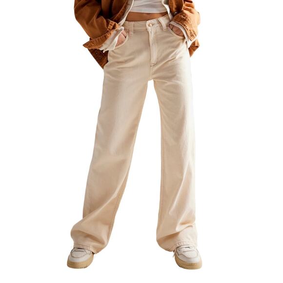 Free People Denim - Free People Ecru Wide Leg Denim